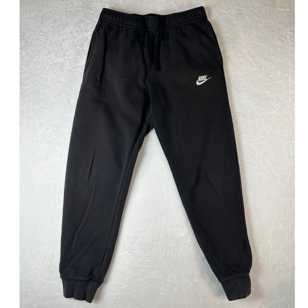 Nike Sportswear Club Fleece Joggers Black Sweatpants Mens Small Embroidered Logo